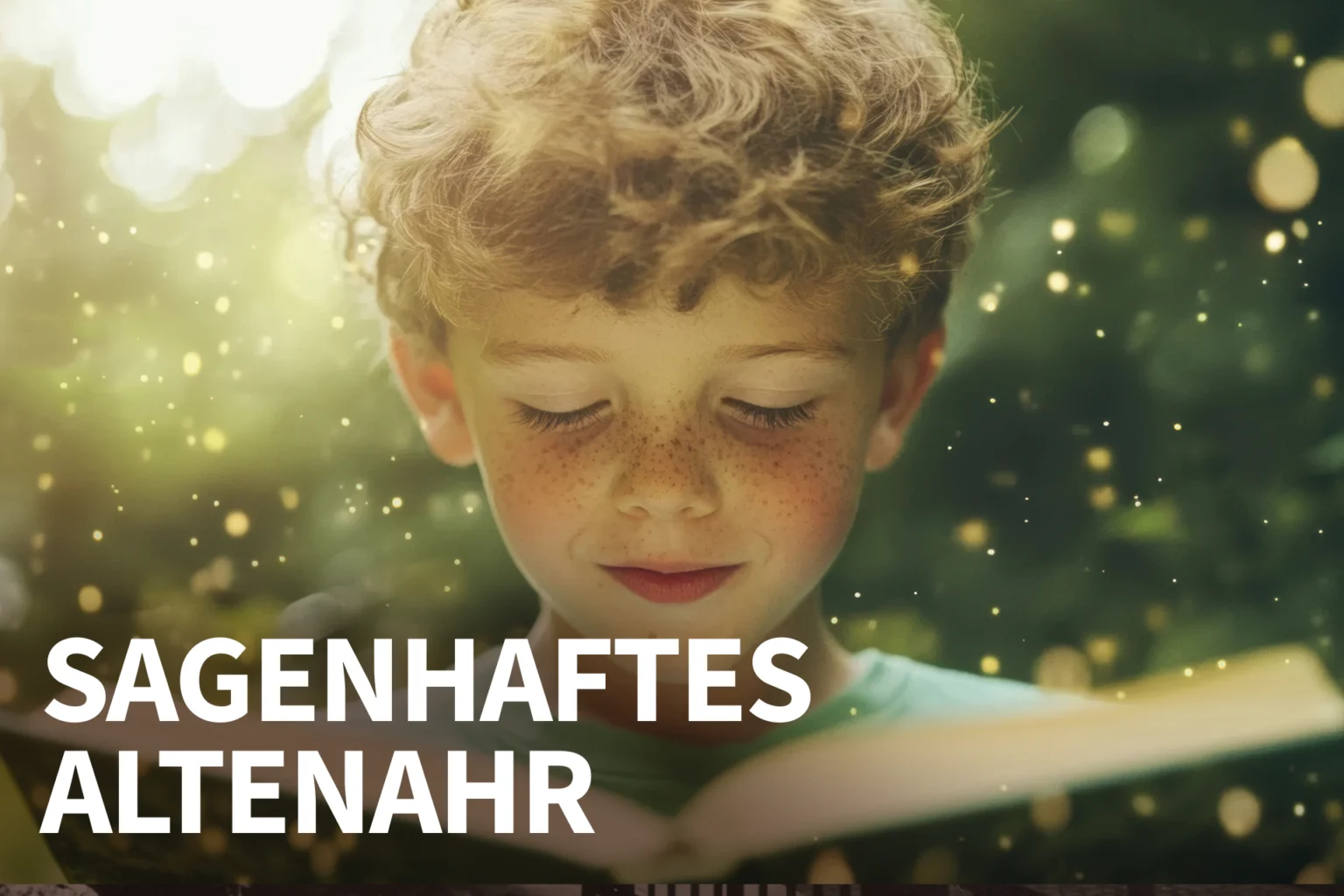 sagenhaftes-altenahr26 Ein Jungen liest in einem Buch Sagen und Legenden von Altenahr.